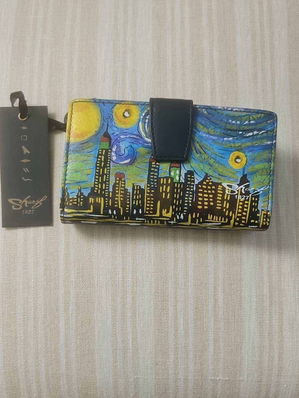 NWT Sharif 1827 NYC Cityscape Wallet - Handpainted genuine leather